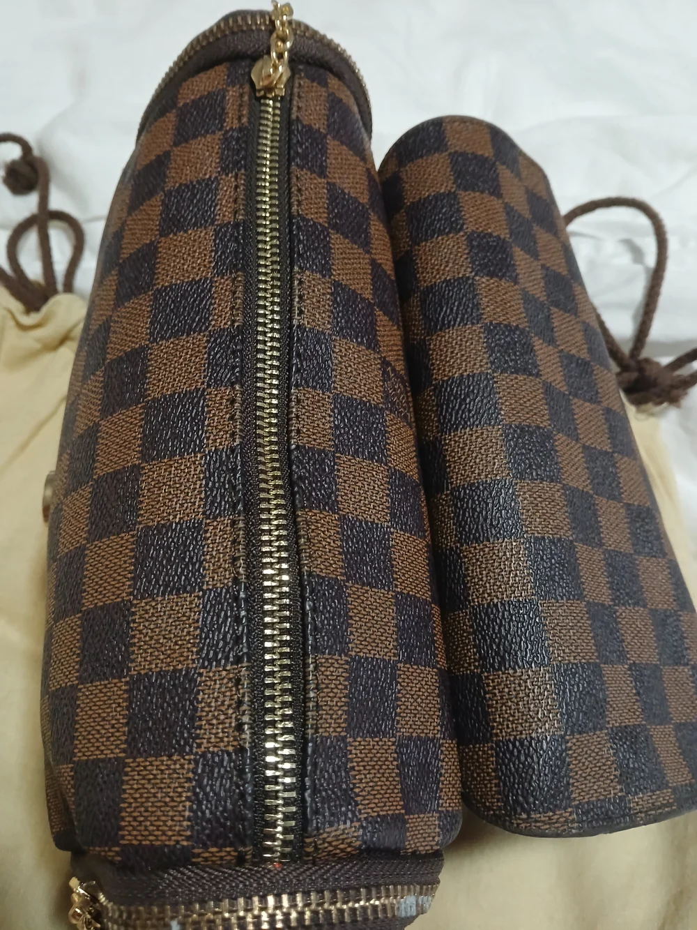 Checkerboard Brown and Dark Brown Crossbody - Picture 7 of 11